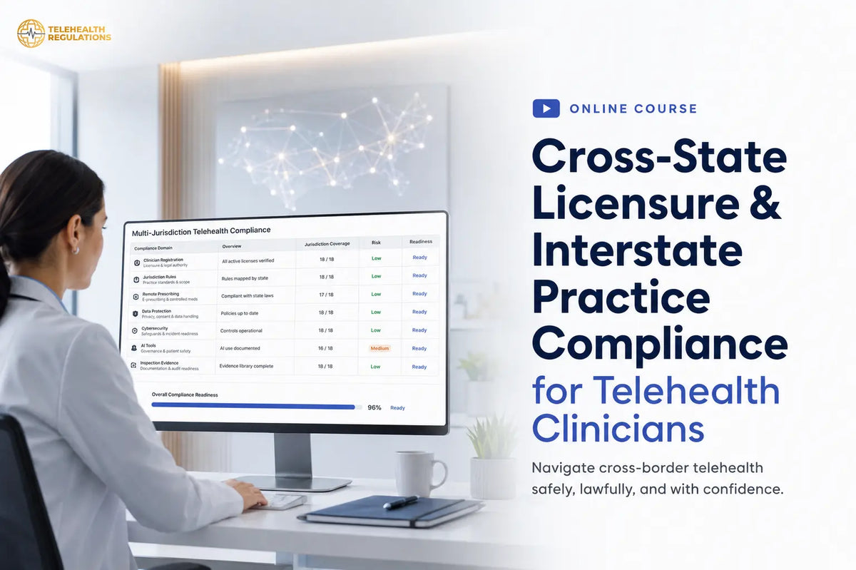 Cross-State Licensure & Interstate Practice Compliance for Telehealth Clinicians