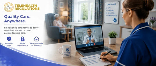 Care home nurse holding a video call with a virtual GP