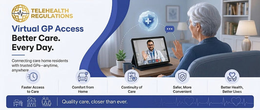 Care home resident speaking with a GP through a virtual consultation on a tablet