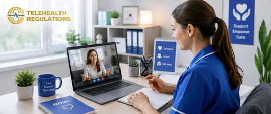 Care worker having a supportive video consultation