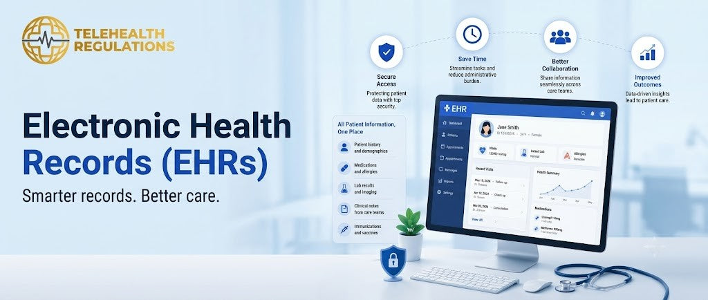 Healthcare professional using electronic health records to review patient information in a clinical setting