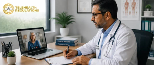 Provider reviewing DEA telehealth prescribing rules before writing a controlled substance prescription