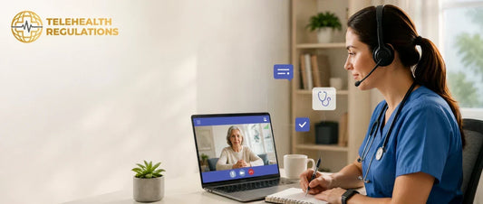 Registered nurse conducting a video consultation for RN jobs telehealth roles in the UK