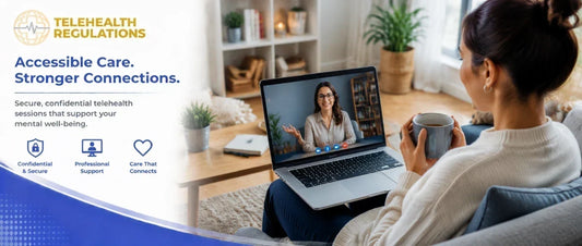 Woman having an online counselling session on a laptop at home